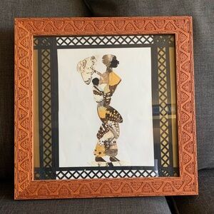 Framed African Lady made of butterfly wings 15-1/2